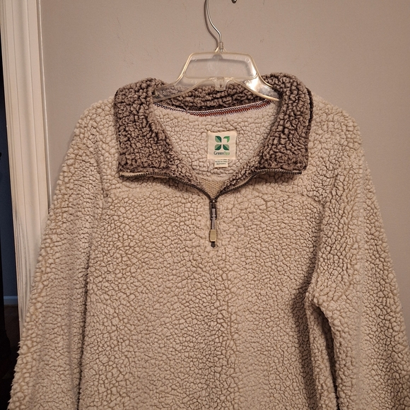 Green Tea Cozy Cream Sherpa Pullover Jacket Shacket - Picture 11 of 11